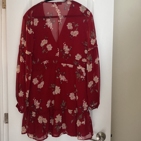 COPY - Dynamite chiffon red floral dress - Picture 3 of 3